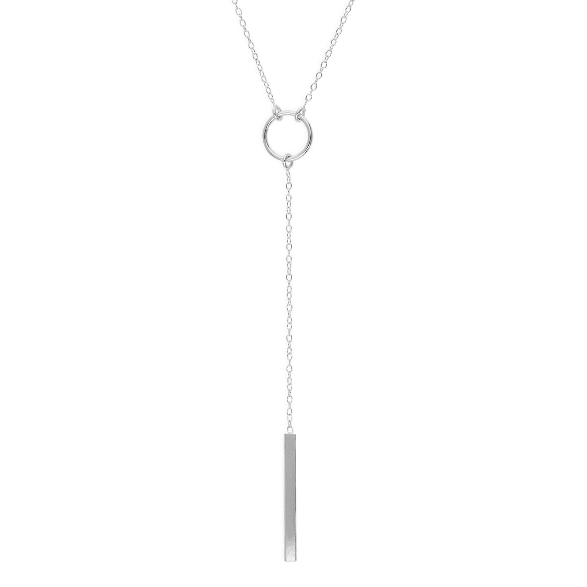 Collier en argent sterling avec cercle et barre sur chaîne de 45 cm