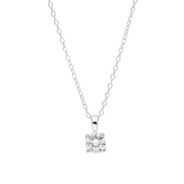 Pendentif en argent sterling et cristal CZ transparent sur chaîne 18