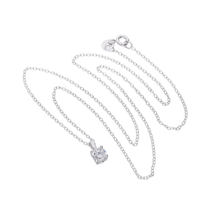 Pendentif en argent sterling et cristal CZ transparent sur chaîne 18