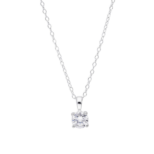 Pendentif en argent sterling et cristal CZ transparent sur chaîne 18
