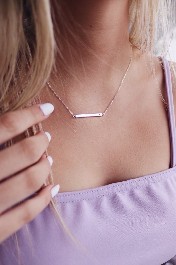 Collier en argent sterling avec zircones cubiques transparents gravables, chaîne de 45 cm
