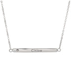 Collier en argent sterling avec zircones cubiques transparents gravables, chaîne de 45 cm
