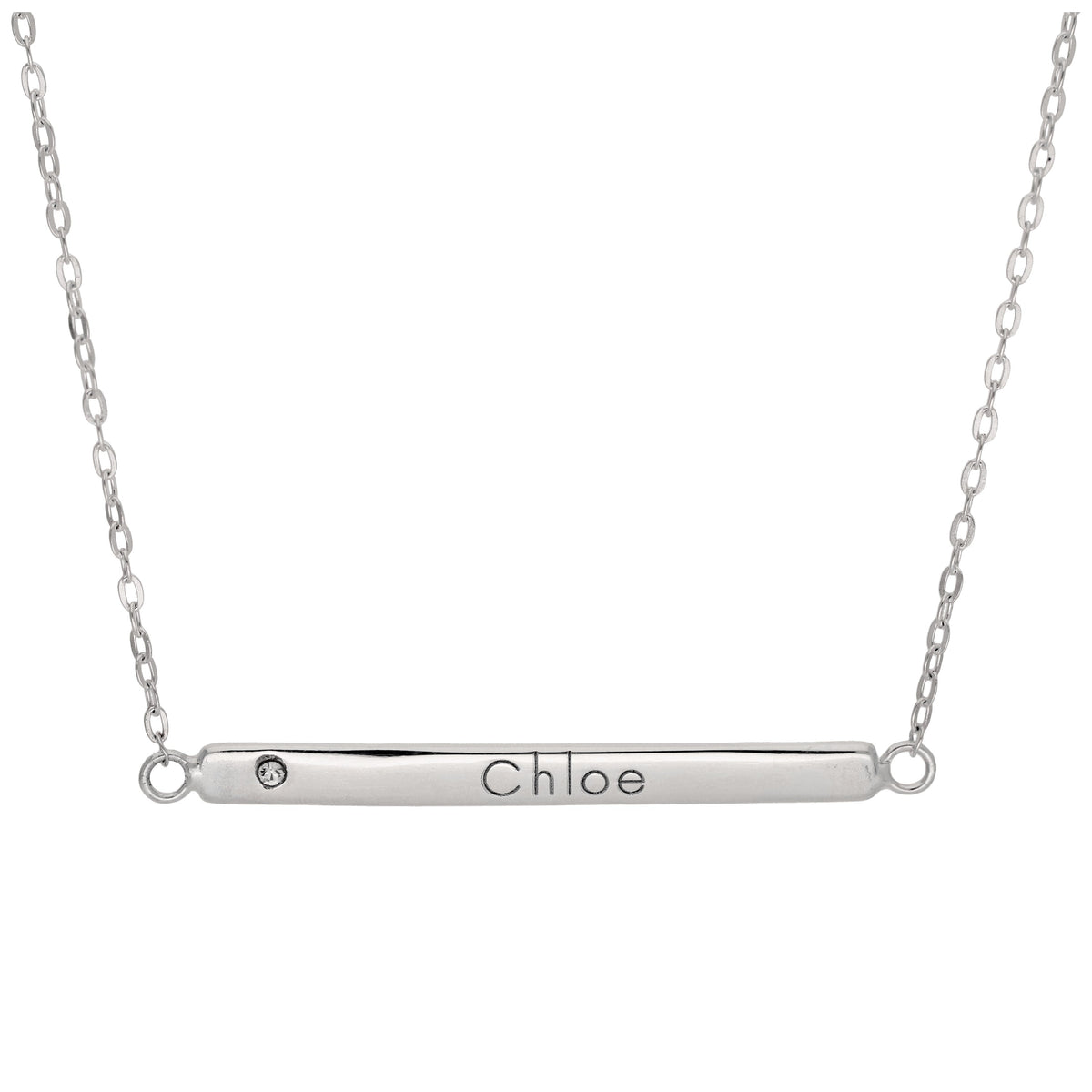 Collier en argent sterling avec zircones cubiques transparents gravables, chaîne de 45 cm