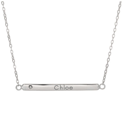 Collier en argent sterling avec zircones cubiques transparents gravables, chaîne de 45 cm