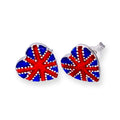 Boucles d'oreilles à tige en argent sterling et émail avec motif Union Jack en forme de cœur