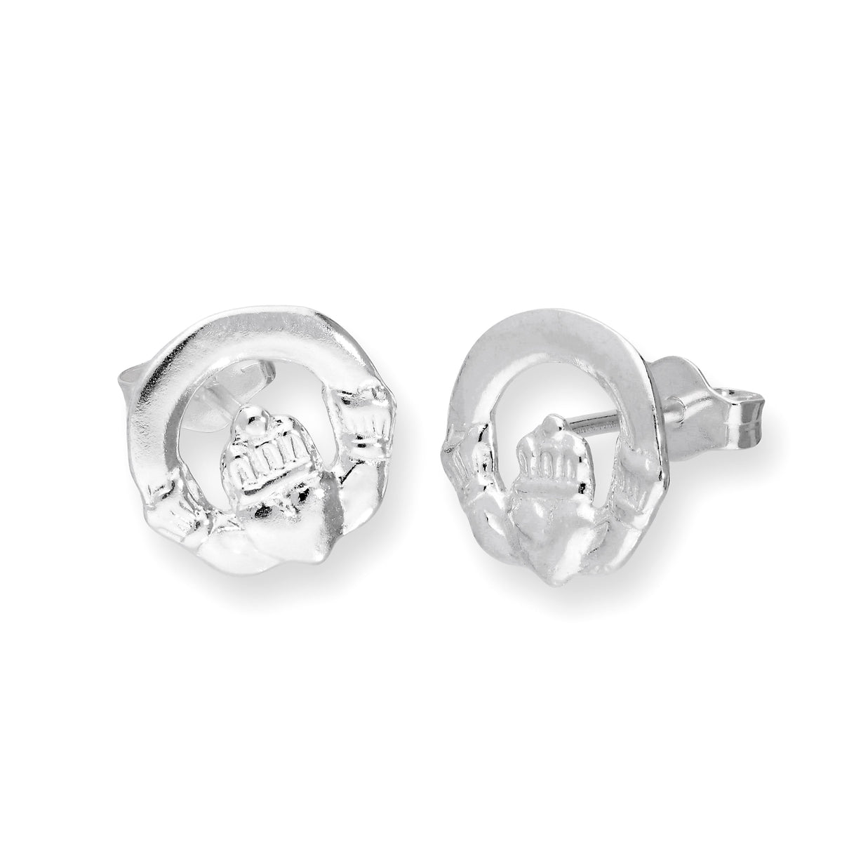 Boucles d'oreilles à tige Claddagh en argent sterling