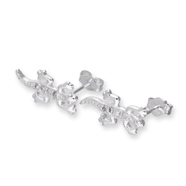 Boucles d'oreilles à tige en argent sterling et cristal CZ transparent en forme de lézard