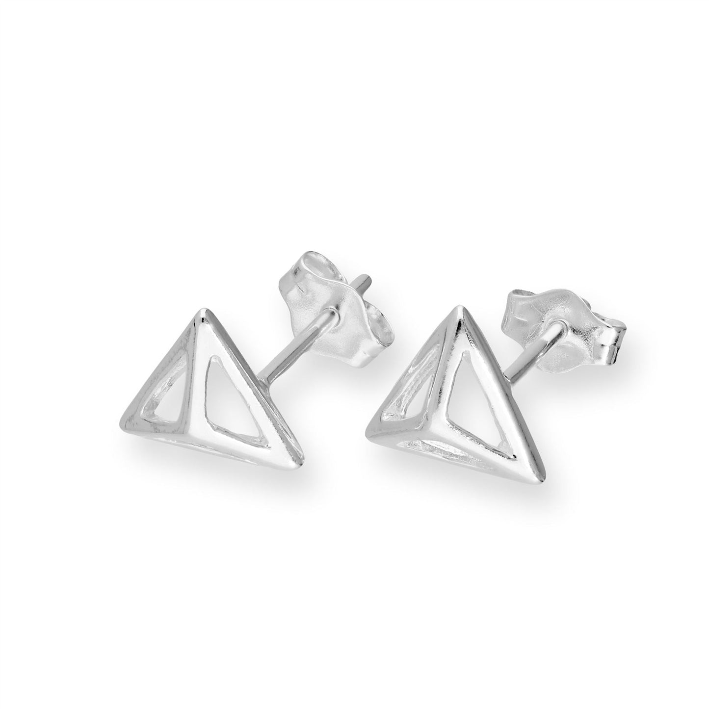 Boucles d'oreilles à tige en argent sterling en forme de triangle ouvert