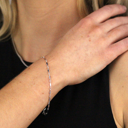 Bracelet à barre torsadée en argent sterling de 19 cm
