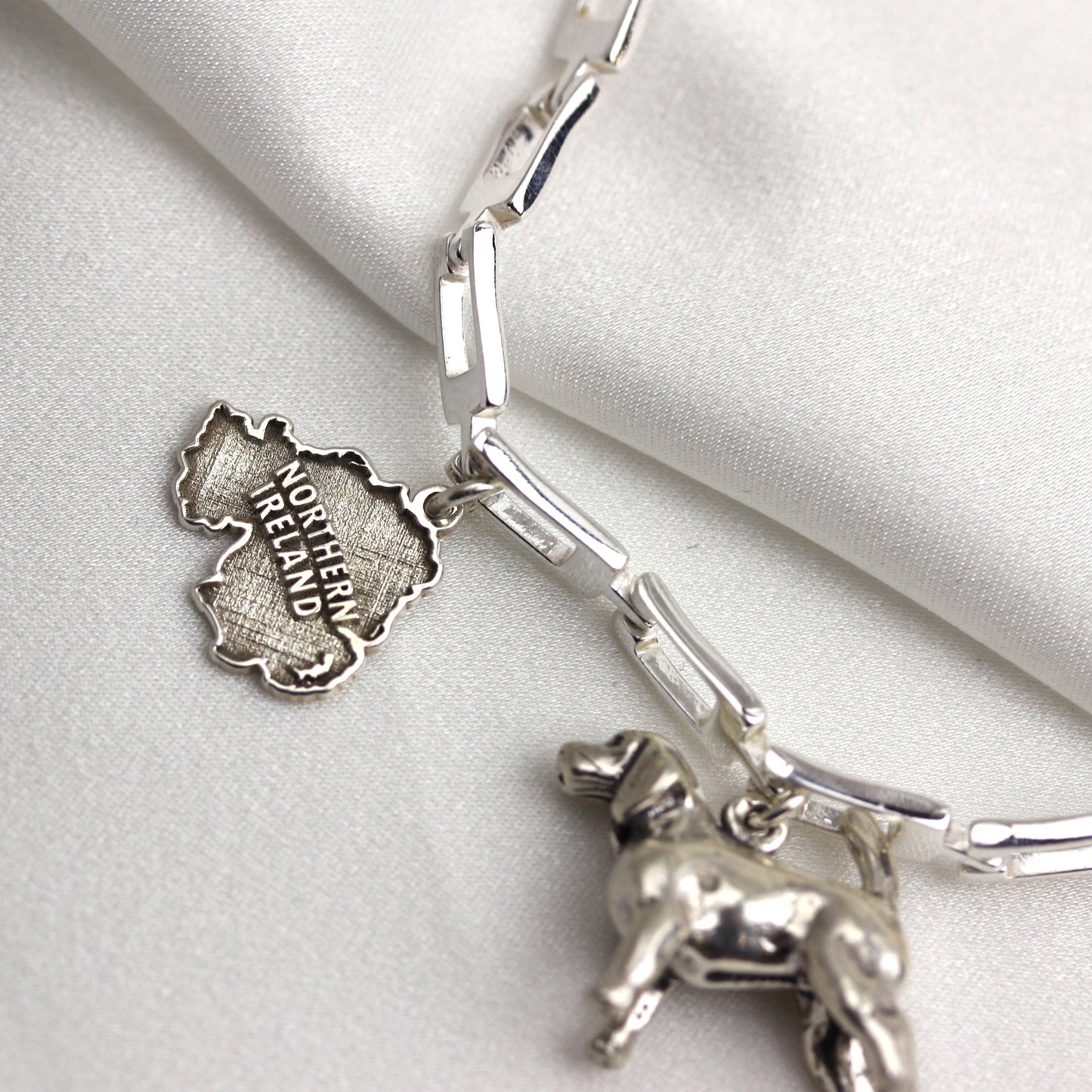 Bracelet géométrique à maillons rectangulaires en argent sterling de 19 cm