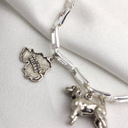 Bracelet géométrique à maillons rectangulaires en argent sterling de 19 cm