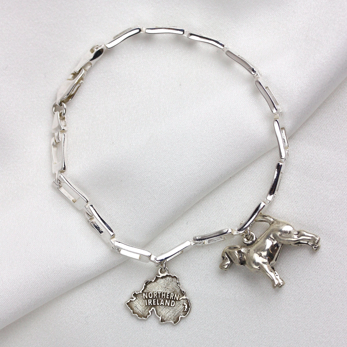 Bracelet géométrique à maillons rectangulaires en argent sterling de 19 cm