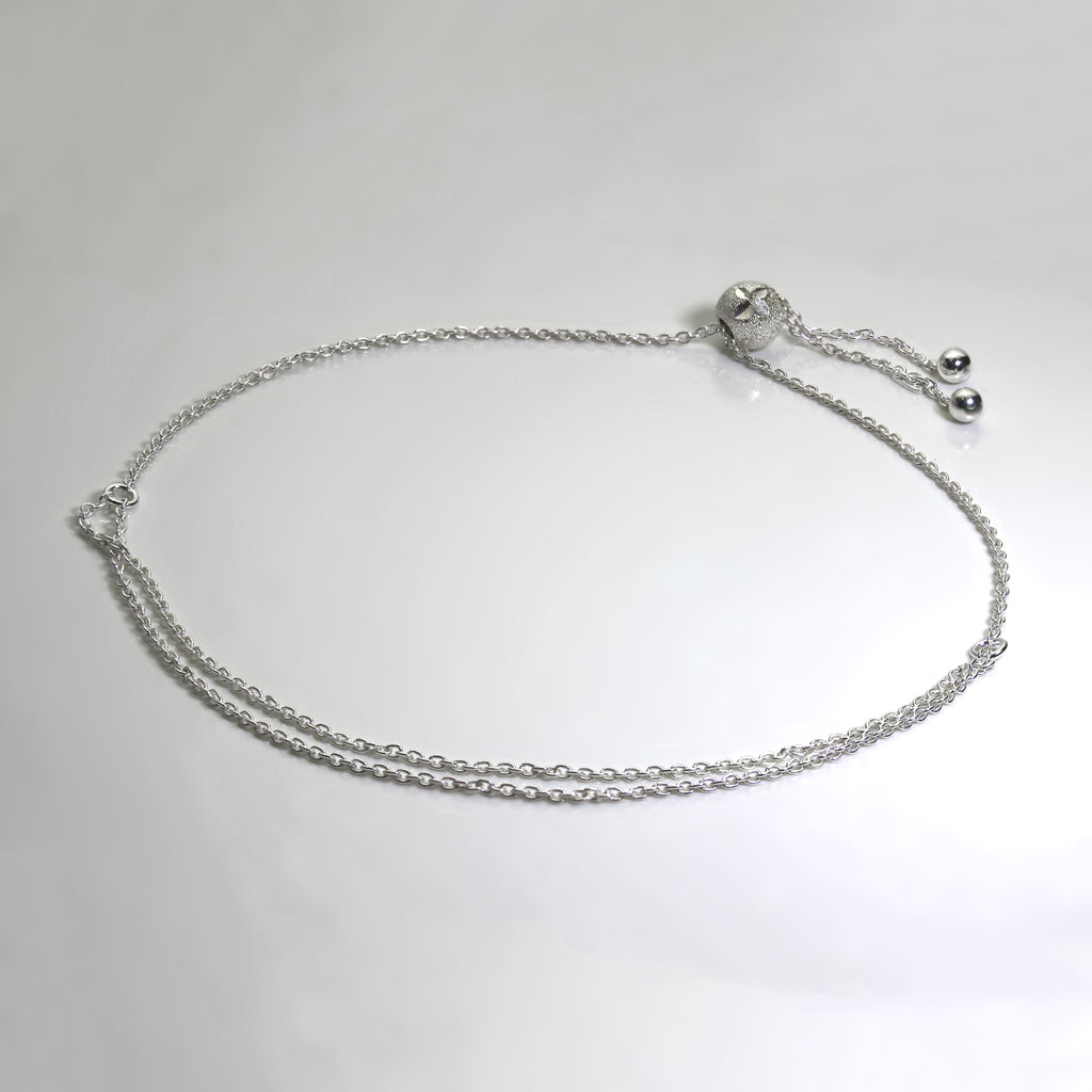 Bracelet réglable en argent sterling de 28 cm avec perle givrée