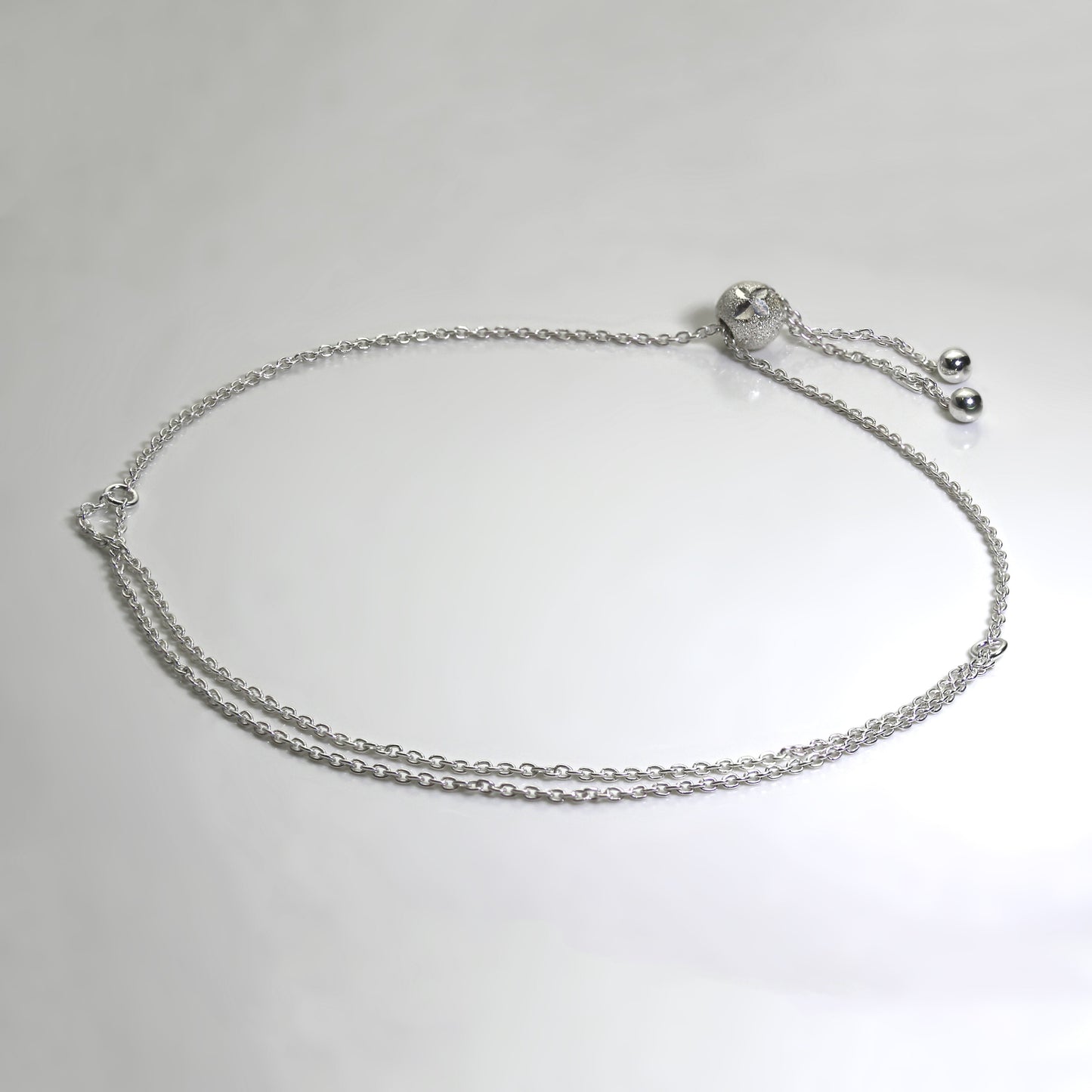 Bracelet réglable en argent sterling de 28 cm avec perle givrée