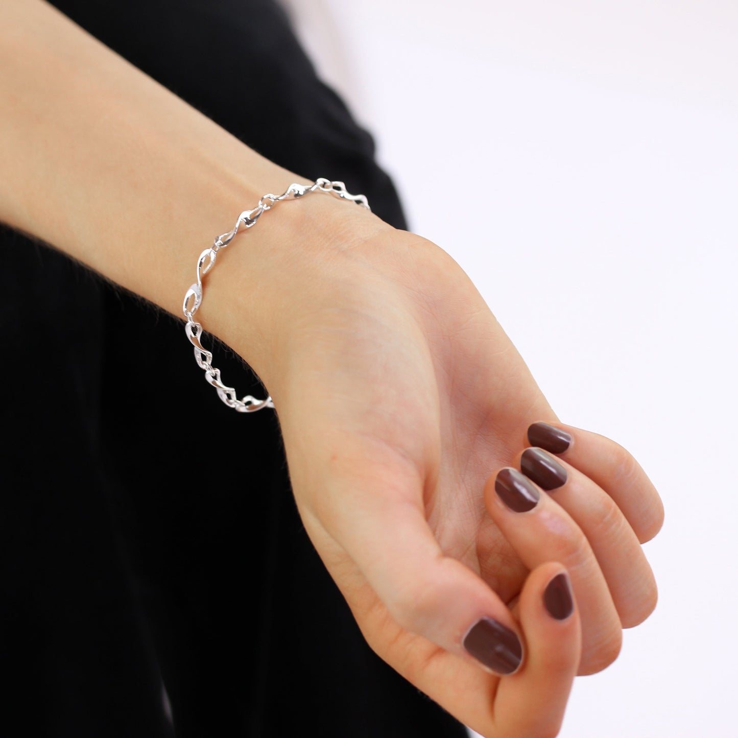 Bracelet symbole infini en argent sterling de 19 cm