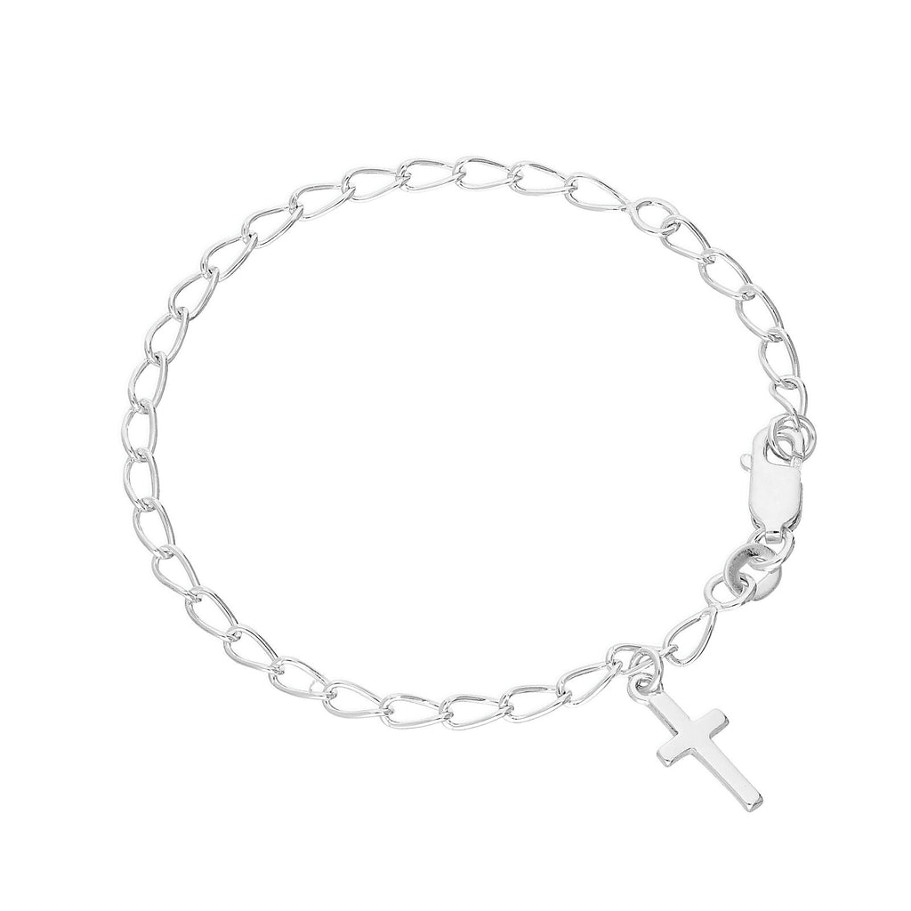 Bracelet en argent sterling de 15 cm avec breloque croix