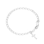 Bracelet en argent sterling de 15 cm avec breloque croix