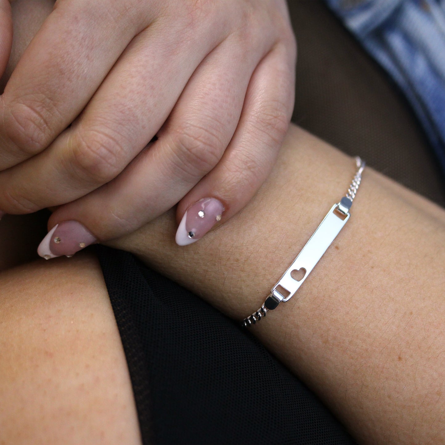 Bracelet d'identification gravable en argent sterling 5,5 pouces 6 pouces 7,5 pouces 8 pouces