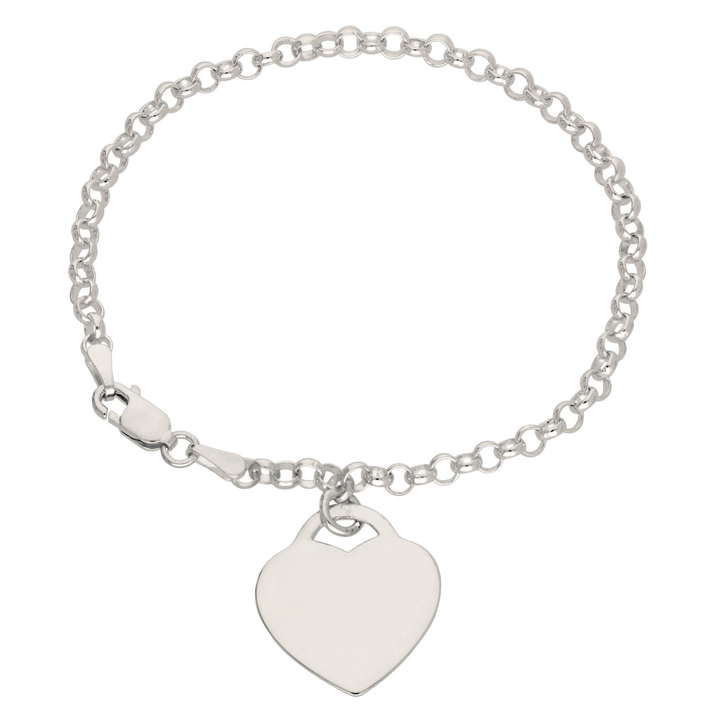Bracelet en argent sterling de 18 cm avec cadenas gravé en forme de cœur