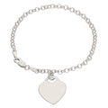 Bracelet en argent sterling de 18 cm avec cadenas gravé en forme de cœur