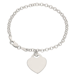 Bracelet en argent sterling de 18 cm avec cadenas gravé en forme de cœur