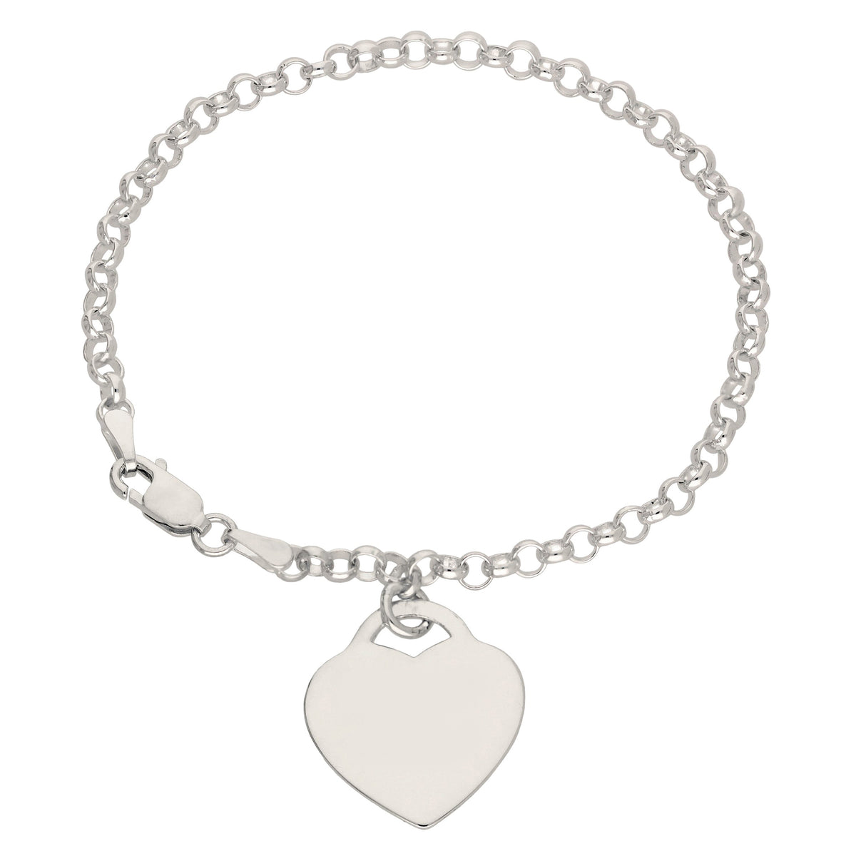 Bracelet en argent sterling de 18 cm avec cadenas gravé en forme de cœur