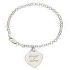 Bracelet en argent sterling de 18 cm avec cadenas gravé en forme de cœur