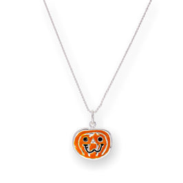 Collier pendentif citrouille en argent sterling et émail de 40 à 55 cm