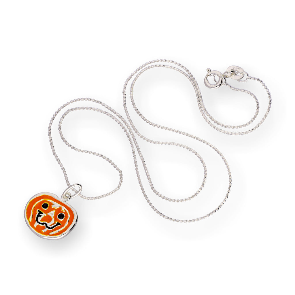 Collier pendentif citrouille en argent sterling et émail de 35 à 70 cm