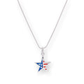 Collier avec pendentif étoile en argent sterling et émail, drapeau américain, 35 à 70 cm