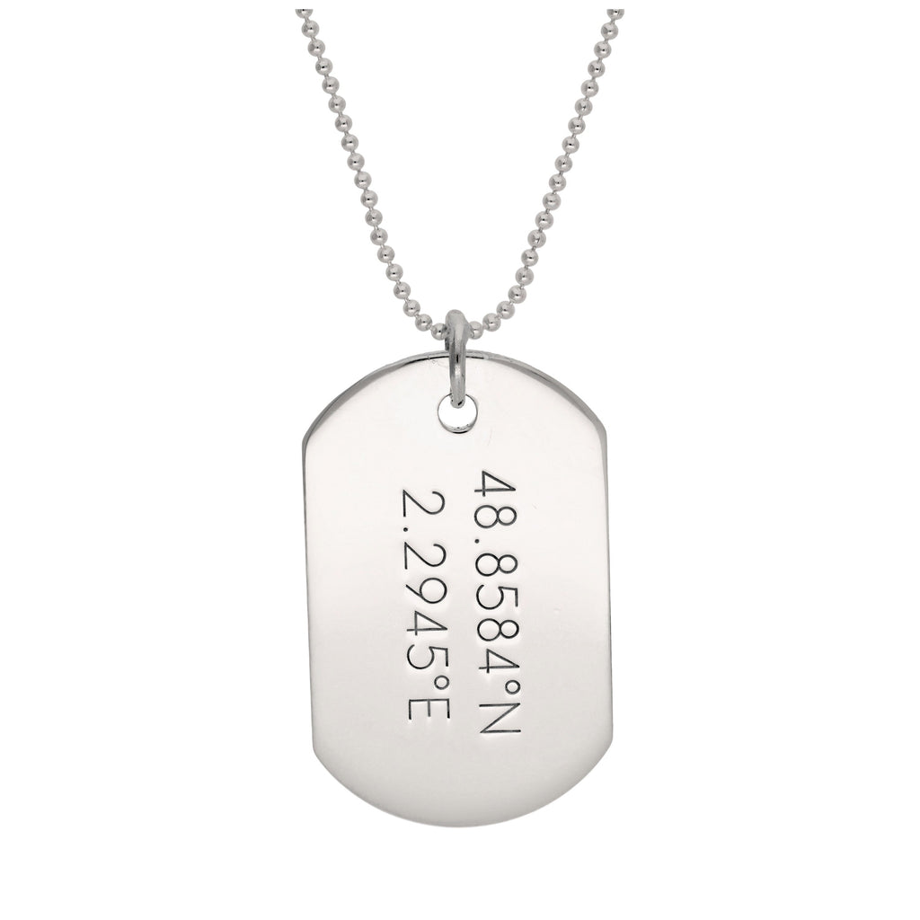 Collier pendentif en argent sterling avec plaque d'identité gravée de 35 à 55 cm