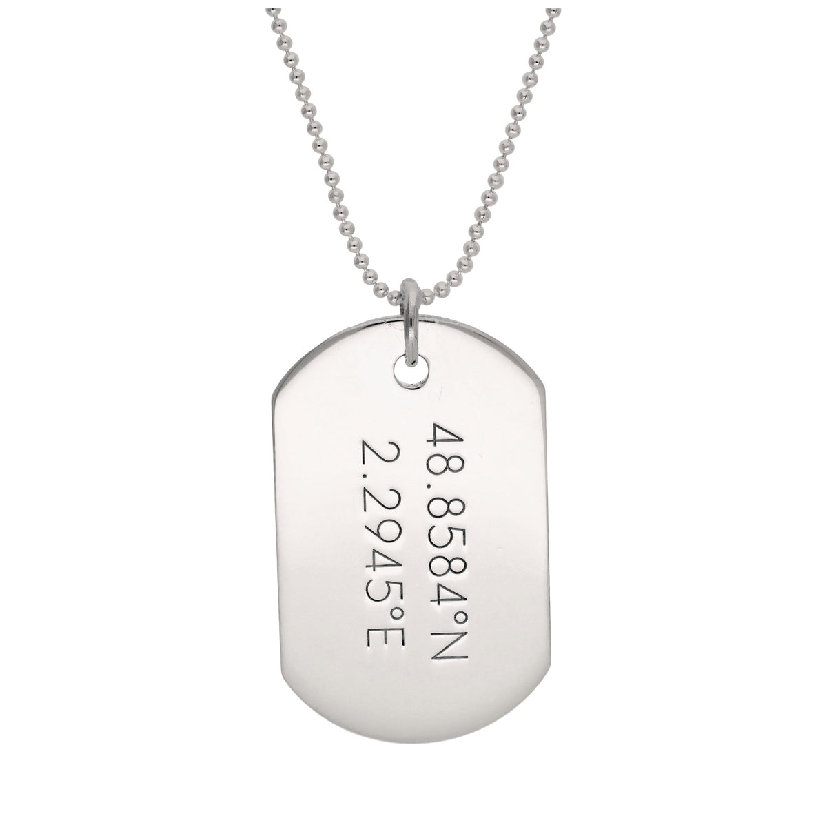 Collier pendentif en argent sterling avec plaque d'identité gravée de 35 à 55 cm