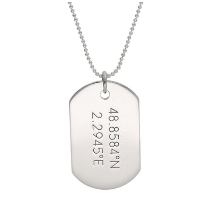 Collier pendentif en argent sterling avec plaque d'identité gravée de 35 à 55 cm
