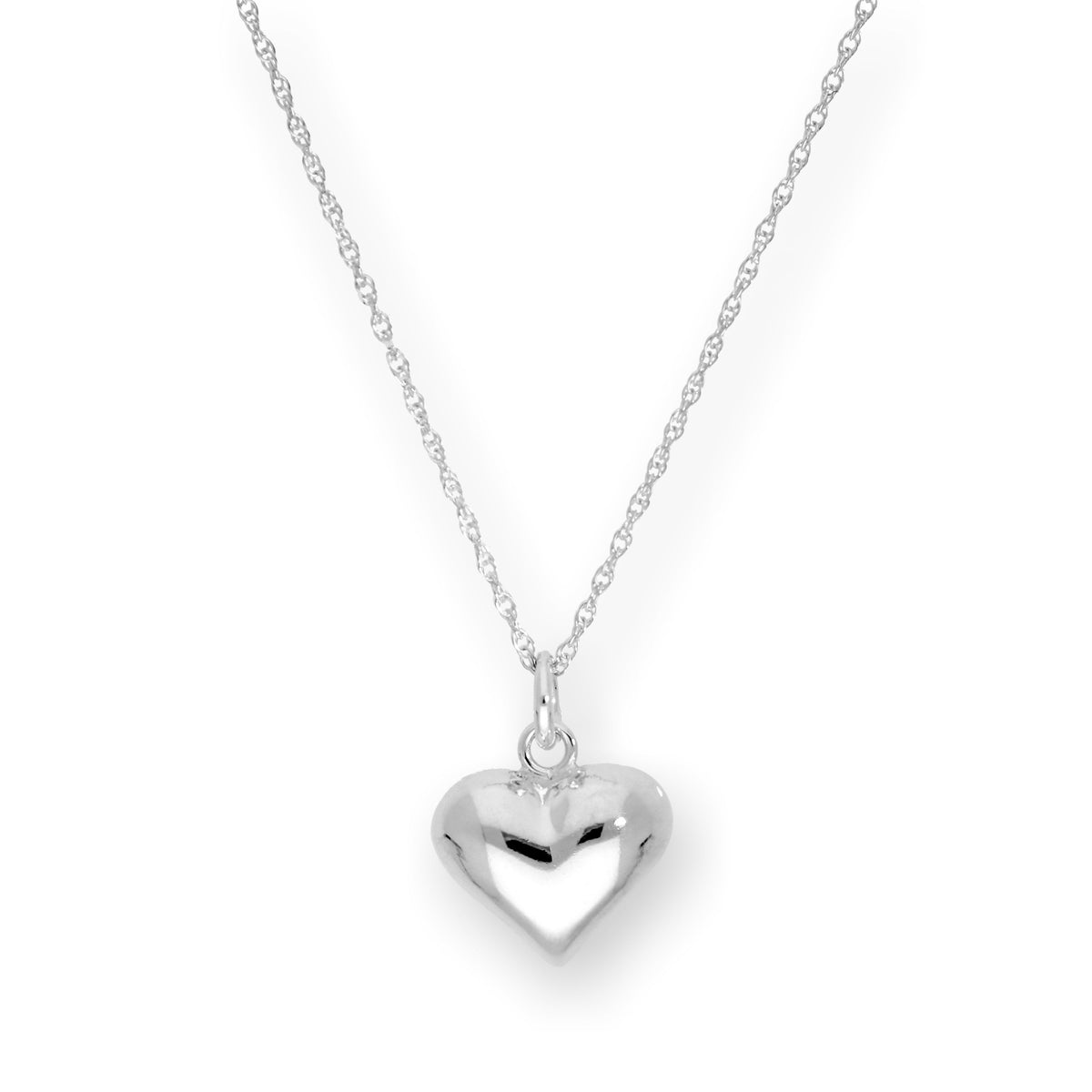 Collier pendentif cœur gonflé en argent sterling de 40 à 55 cm