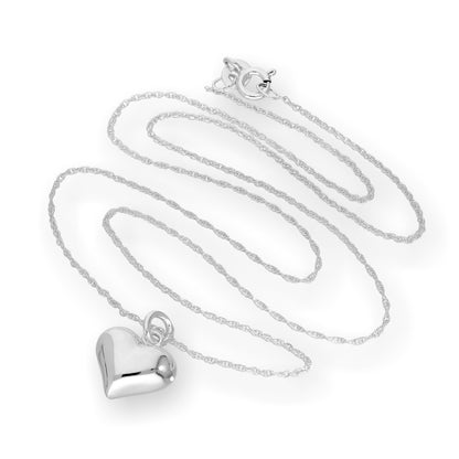 Collier pendentif cœur gonflé en argent sterling de 40 à 55 cm