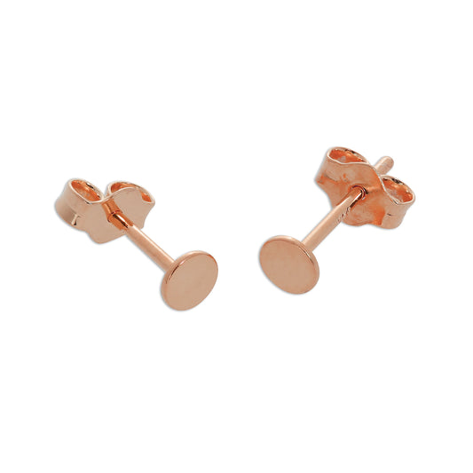 Boucles d'oreilles à tige en argent sterling plaqué or rose avec cercle plat