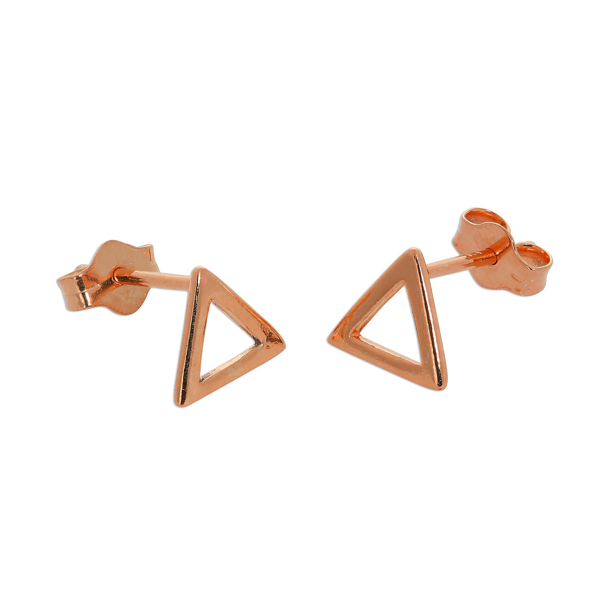 Boucles d'oreilles à tige triangulaires ouvertes en argent sterling plaqué or rose