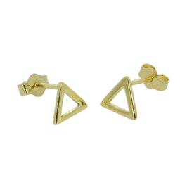 Boucles d'oreilles à tige en argent sterling plaqué or avec triangle ouvert