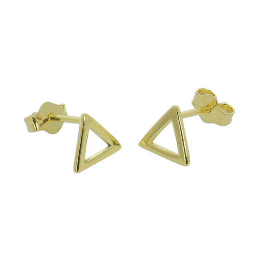 Boucles d'oreilles à tige en argent sterling plaqué or avec triangle ouvert
