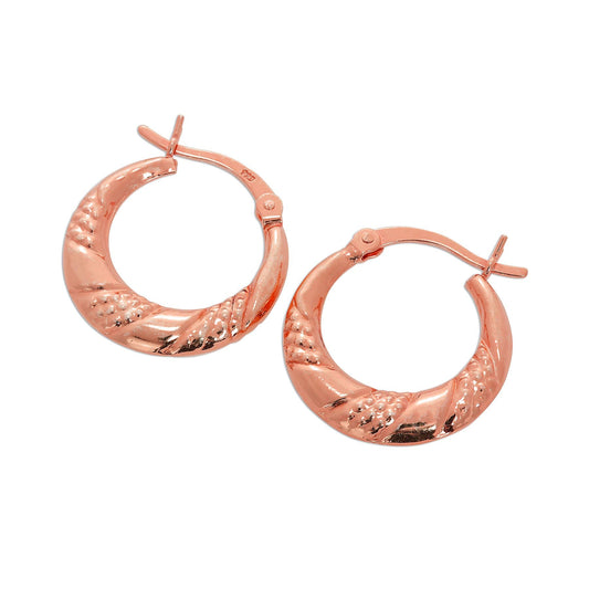 Boucles d'oreilles créoles triple torsion en argent sterling plaqué or rose