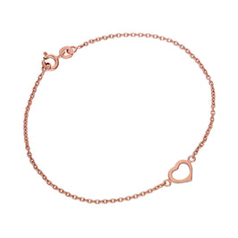 Bracelet cœur en argent sterling plaqué or rose de 18 cm