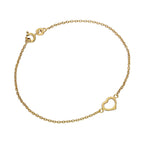 Bracelet cœur en argent sterling plaqué or de 18 cm
