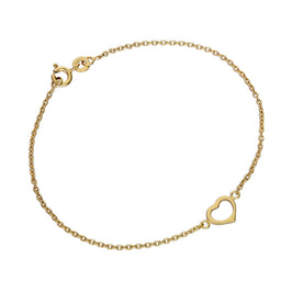 Bracelet cœur en argent sterling plaqué or de 18 cm