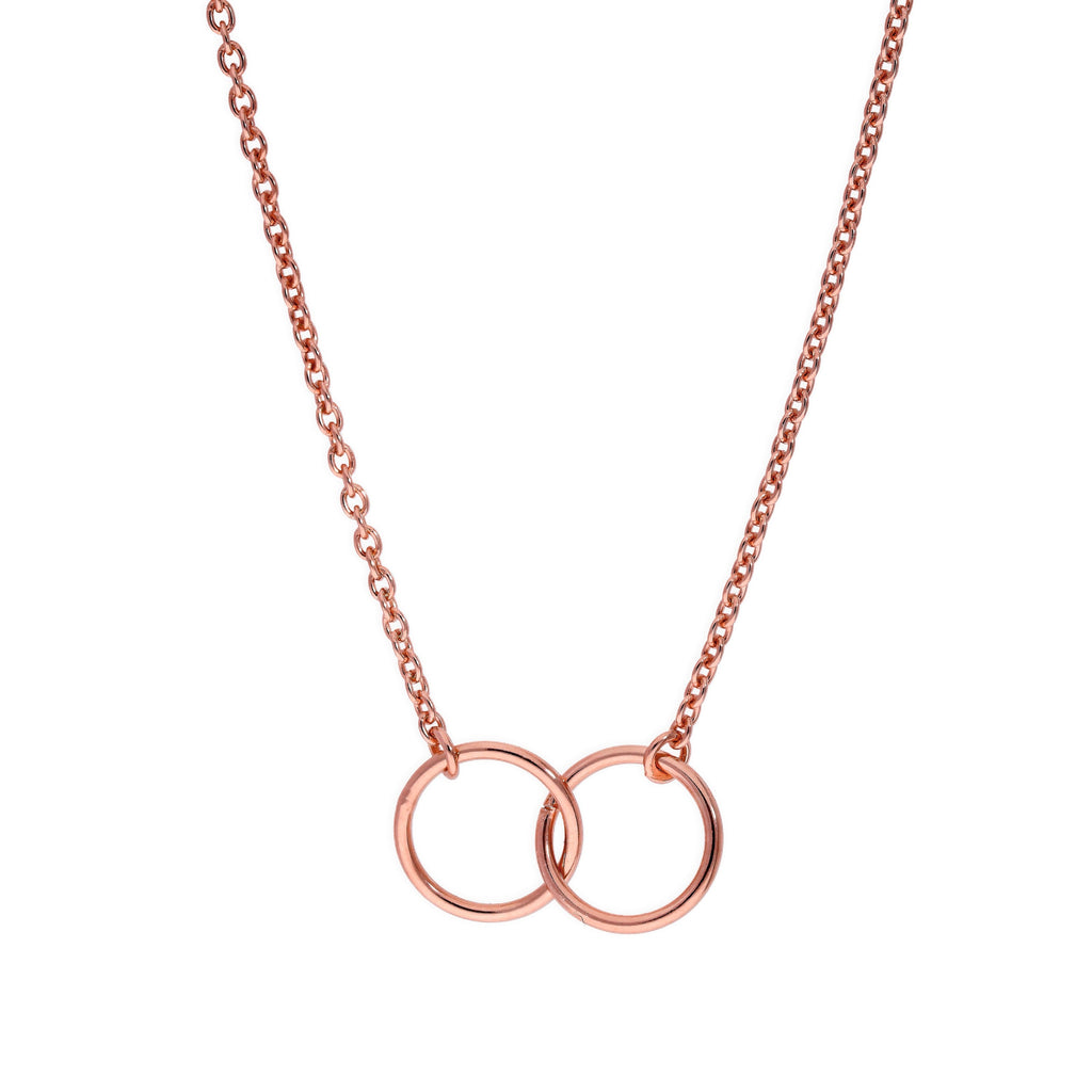 Pendentif cercle Karma en argent sterling plaqué or rose sur chaîne de 45 cm