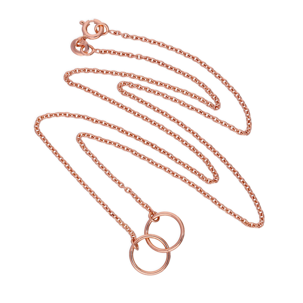 Pendentif cercle Karma en argent sterling plaqué or rose sur chaîne de 45 cm