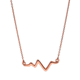 Pendentif battement de cœur en argent sterling plaqué or rose sur chaîne de 45 cm