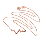 Pendentif battement de cœur en argent sterling plaqué or rose sur chaîne de 45 cm