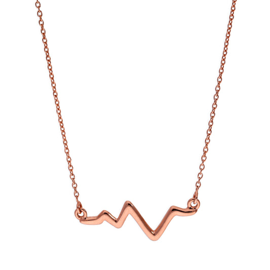 Pendentif battement de cœur en argent sterling plaqué or rose sur chaîne de 45 cm