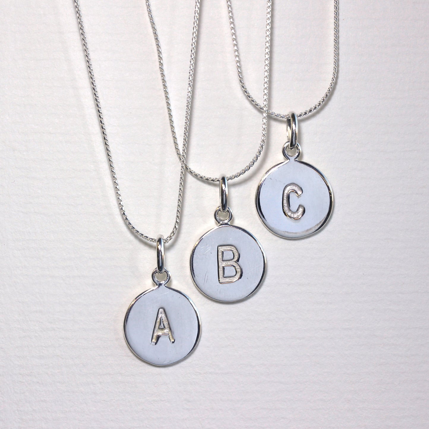 Sterling Silver Initial Letter Necklace A - Z 16 - 22 Inches Plain