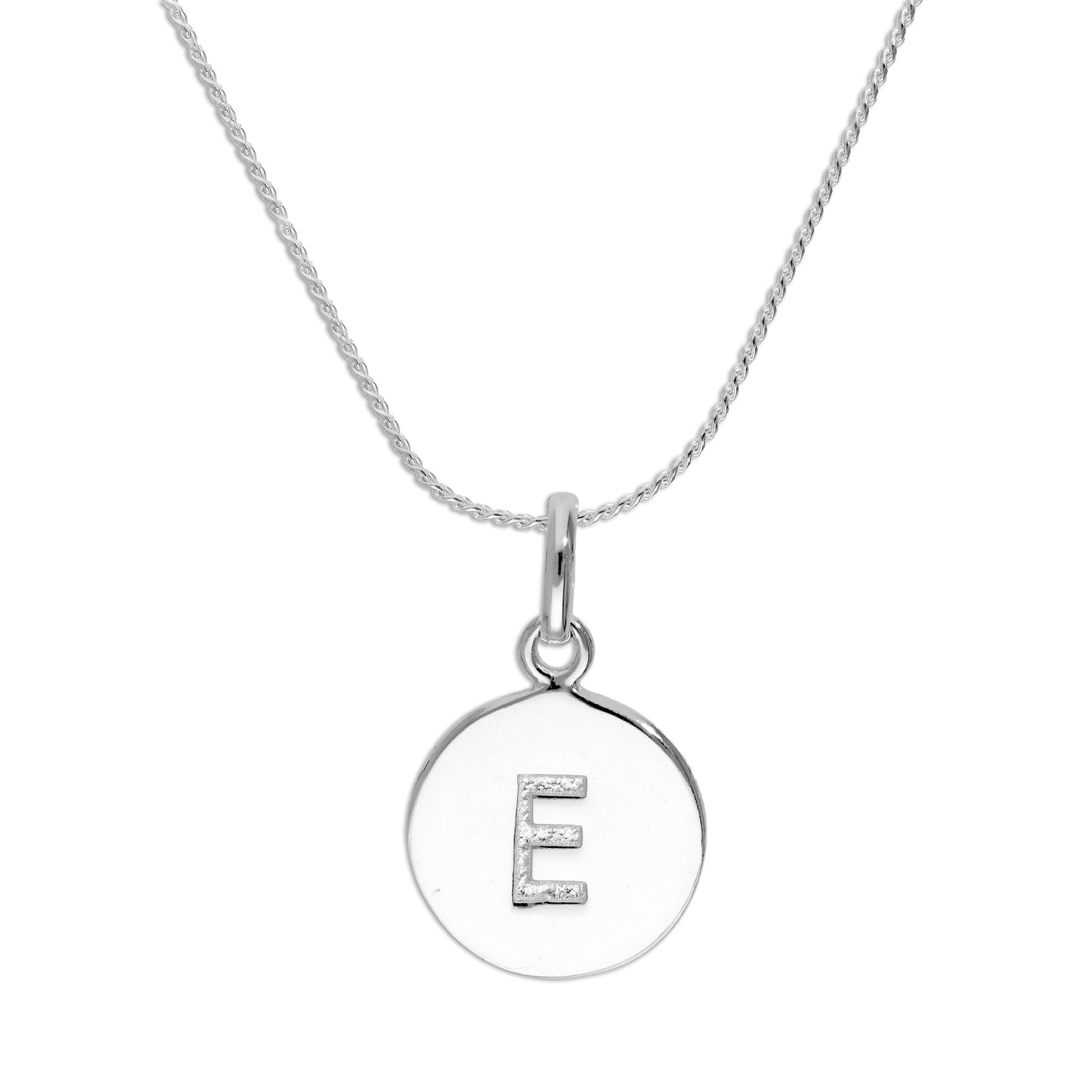 Sterling Silver Initial Letter Necklace A - Z 16 - 22 Inches Plain